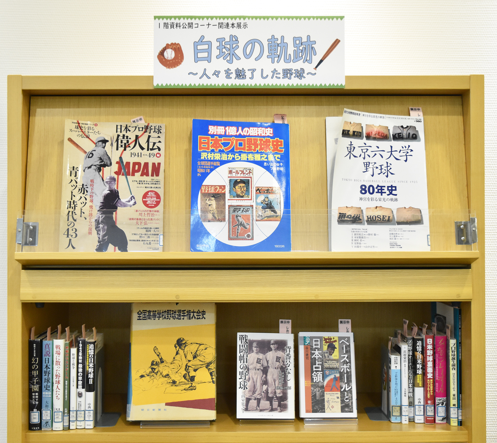 【関連図書紹介　資料公開コーナー「白球の軌跡～人々を魅了した野球～」】
